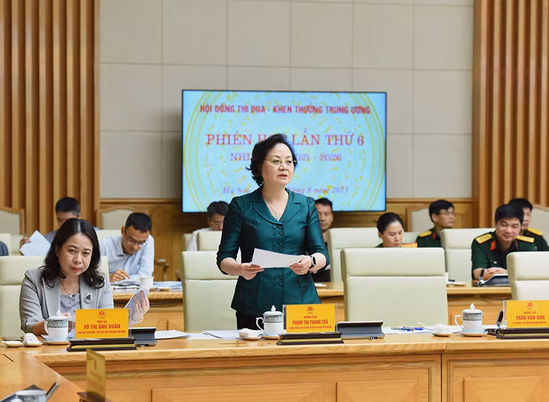 Bộ trưởng Nội Vụ Phạm Thị Thanh Trà phát biểu. (Ảnh: TRẦN HẢI)