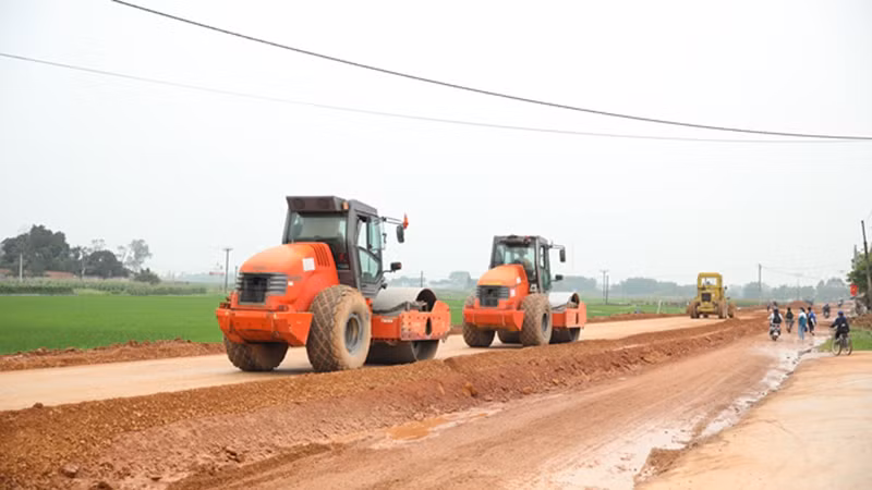 Tuyến đường vành đai phía bắc huyện Lạng Giang đoạn qua xã Quang Thịnh đang được khẩn trương thi công.