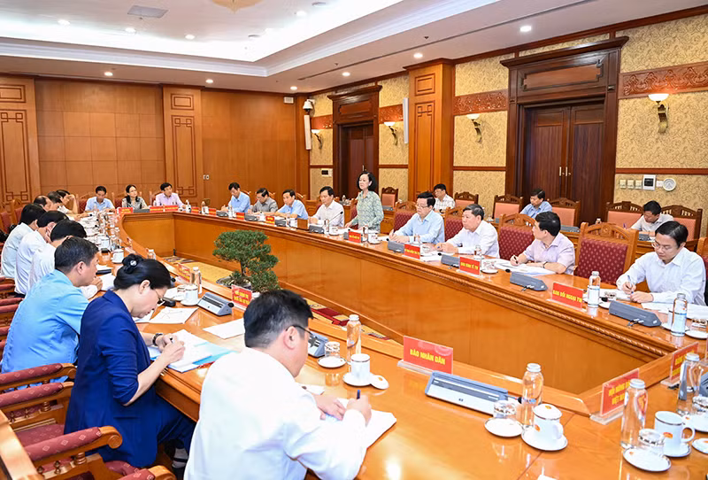 Quang cảnh hội nghị tại Trụ sở Trung ương Đảng. (Ảnh: Duy Linh)