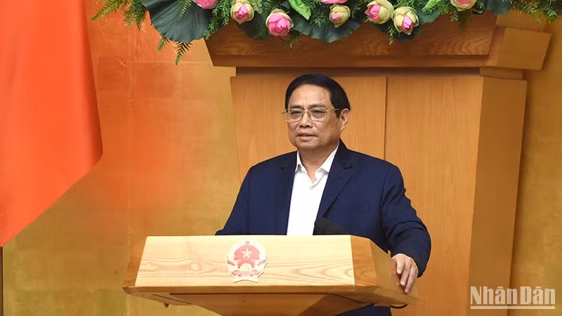 Thủ tướng Phạm Minh Chính phát biểu tại phiên họp. (Ảnh: TRẦN HẢI)