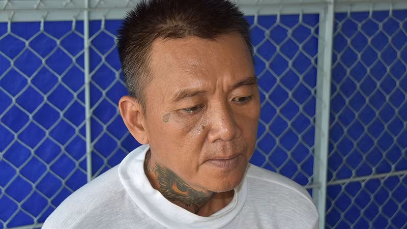 Đối tượng Trần Trung Dũng tại cơ quan công an.