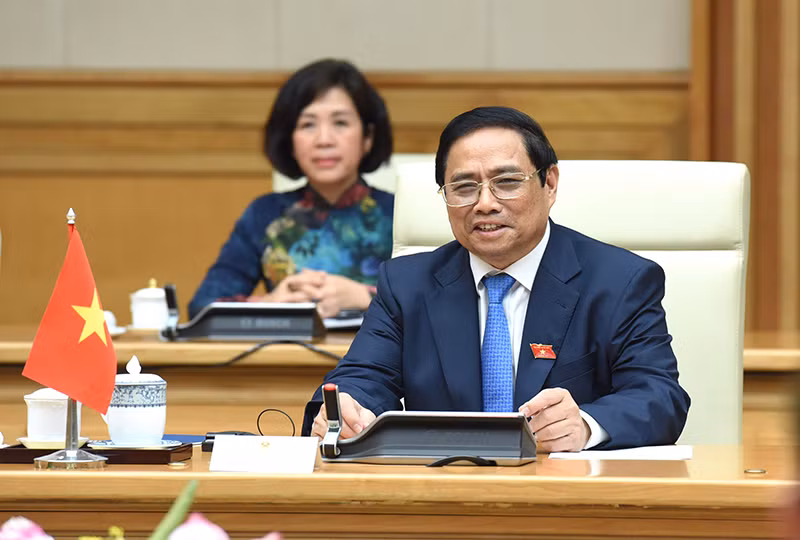 Thủ tướng Phạm Minh Chính phát biểu tại buổi tiếp.