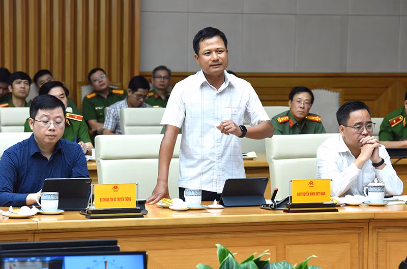 Đại diện lãnh đạo Đài Truyền hình Việt Nam phát biểu.