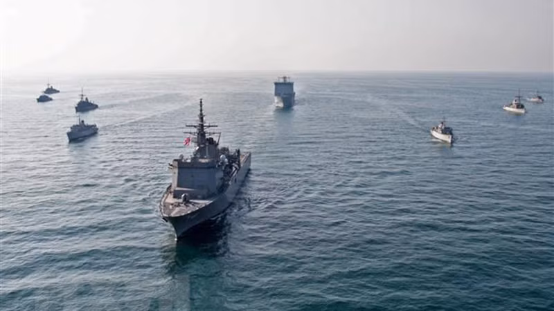 Các tàu chiến tham gia cuộc tập trận quốc tế IMX trên vùng biển không xác định ở vùng Vịnh, ngày 4/11/2019. (Ảnh: AFP/TTXVN)