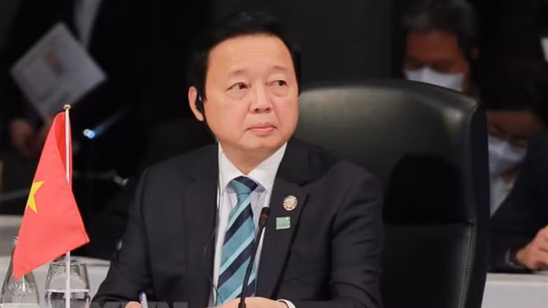 Phó Thủ tướng kiêm Bộ trưởng Tài nguyên và Môi trường Trần Hồng Hà tại phiên khai mạc hội nghị. (Ảnh: TTXVN)