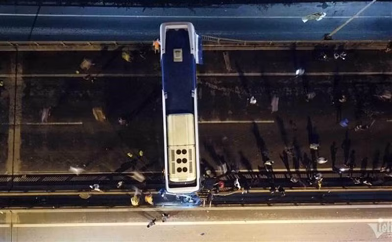 Hiện trường vụ tai nạn. (Ảnh: Phạm Kiên/TTXVN)