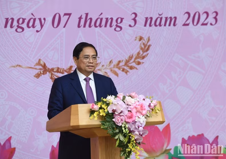 Thủ tướng Phạm Minh Chính phát biểu tại buổi gặp mặt.