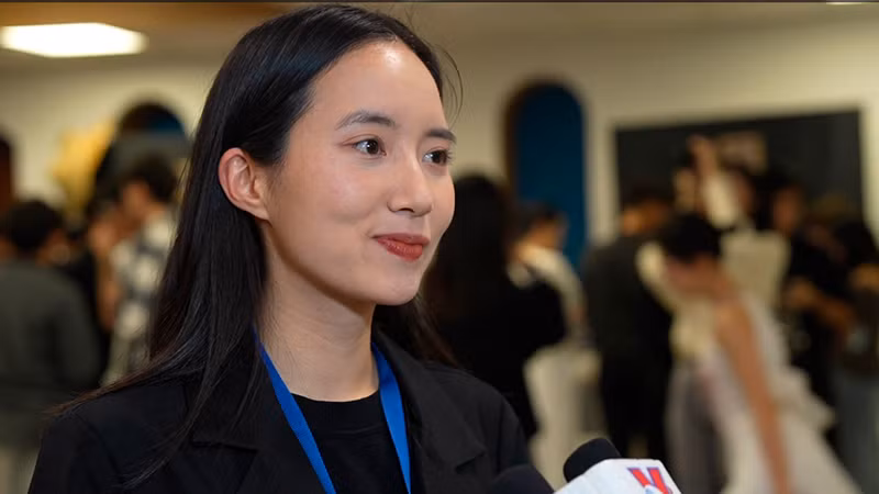 Bạn Nguyễn Thị Thương, Chủ tịch Hội Sinh viên Việt Nam tại RUDN, Trưởng ban tổ chức. (Ảnh: XUÂN HƯNG)