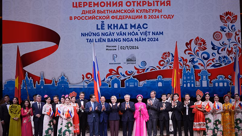 Khai mạc Những ngày Văn hóa Việt Nam tại Liên bang Nga năm 2024. (Ảnh: XUÂN HƯNG) Khai mạc Những ngày Văn hóa Việt Nam tại Liên bang Nga năm 2024. (Ảnh: XUÂN HƯNG)
