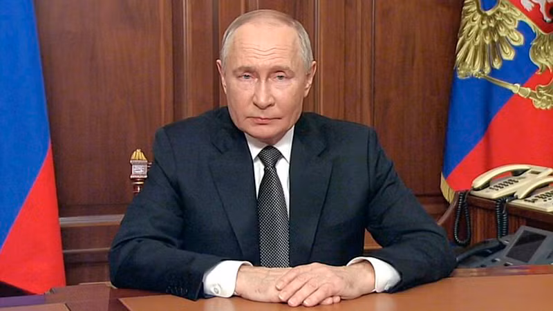 Tổng thống Nga Vladimir Putin phát biểu trước người dân ngày 21/11. (Ảnh: KREMLIN.RU)