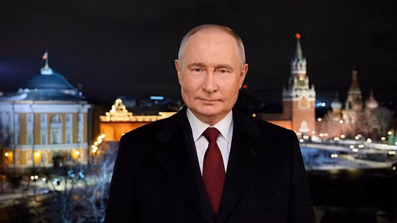 Tổng thống Nga Vladimir Putin chúc mừng năm mới người dân Nga. (Ảnh: RIA Novosti)