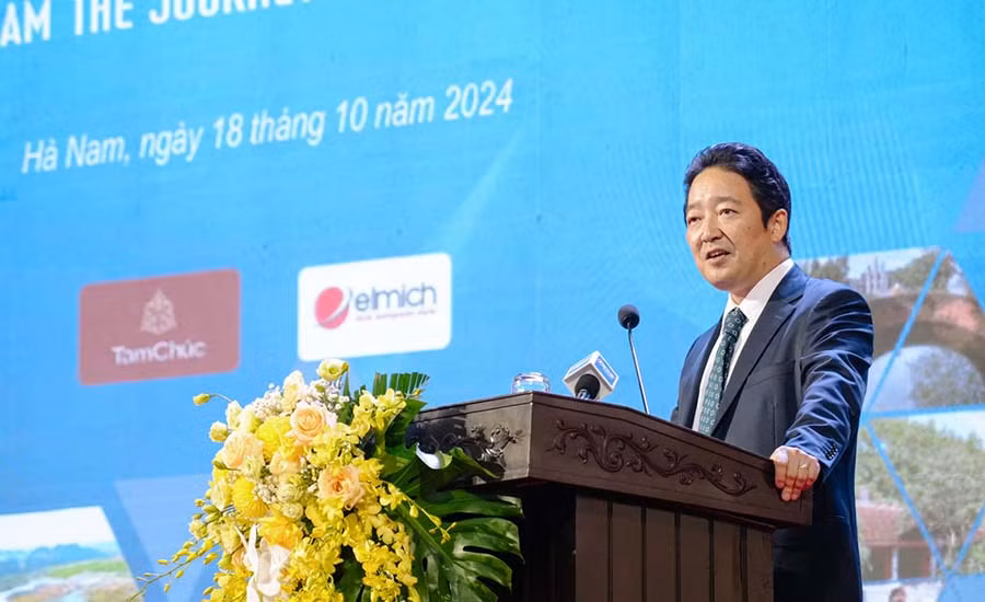 Ông Ishikawa Isamu, Phó Đại sứ, Công sứ Đại sứ quán Nhật Bản tại Việt Nam phát biểu tại hội nghị.