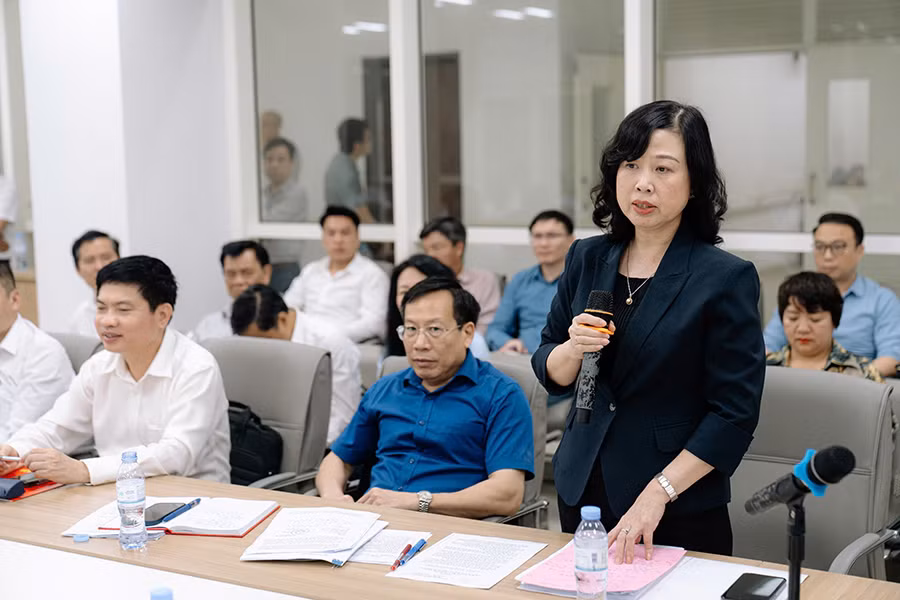 Đồng chí Đào Hồng Lan, Ủy viên Trung ương Đảng, Bộ trưởng Y tế, phát biểu tại buổi làm việc.