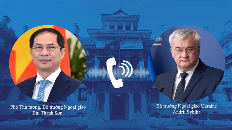 Phó Thủ tướng, Bộ trưởng Ngoại giao Bùi Thanh Sơn và Bộ trưởng Ngoại giao Ukraine Andrii Sybiha. Ảnh: Bộ Ngoại giao Việt Nam