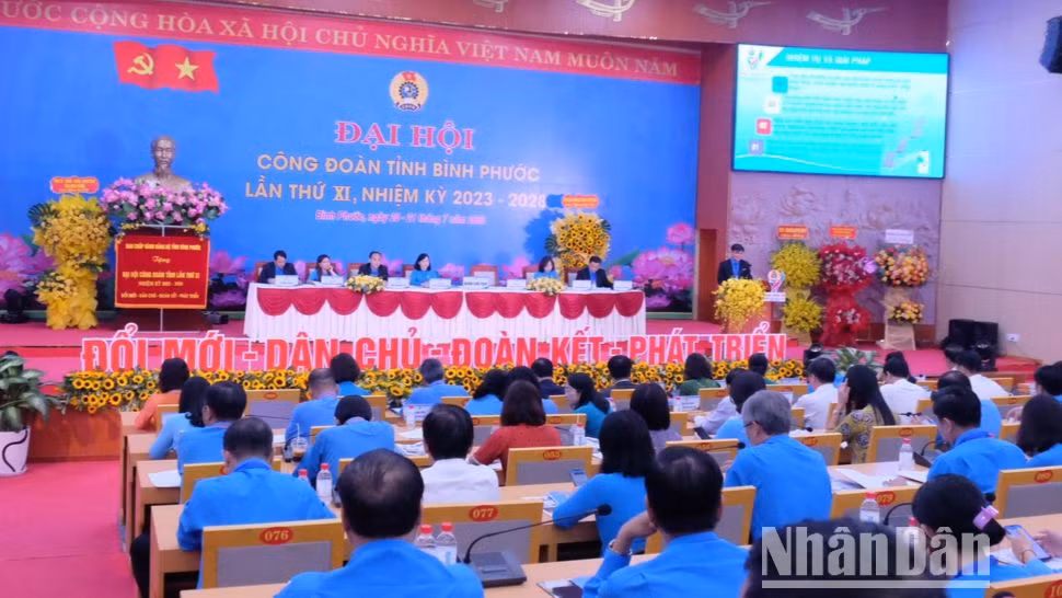 Các đại biểu dự Đại hội Công đoàn tỉnh Bình Phước lần thứ 11, nhiệm kỳ 2023-2028.