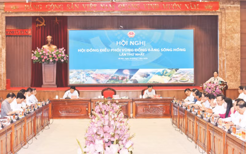 Quang cảnh Hội nghị lần thứ nhất Hội đồng điều phối Vùng đồng bằng sông Hồng. (Ảnh Trần Hải)