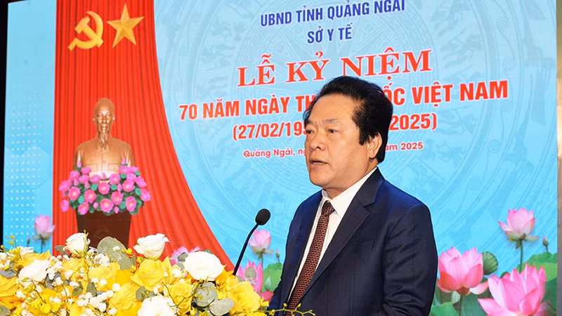 Phó Chủ tịch Ủy ban nhân dân tỉnh Quảng Ngãi Võ Phiên phát biểu tại buổi lễ.