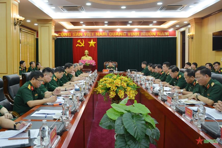  Đại tướng Lương Cường chủ trì hội nghị. (Ảnh: Báo Quân Đội Nhân Dân) 