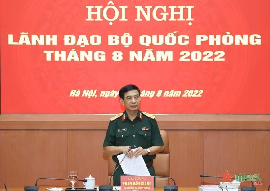 Đại tướng Phan Văn Giang phát biểu (Ảnh: QĐND)