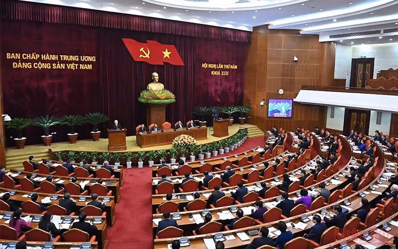 Hội nghị lần thứ 5 Ban Chấp hành Trung ương Đảng khóa XIII thảo luận, cho ý kiến về Đề án thành lập Ban Chỉ đạo cấp tỉnh về phòng, chống tham nhũng, tiêu cực. (Ảnh minh họa: Đăng Khoa) 