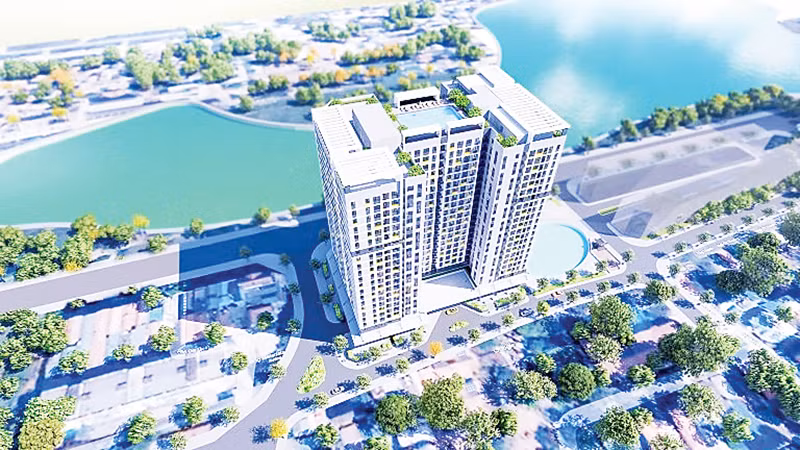 Phối cảnh dự án nhà ở xã hội Rice City Long Châu tại quận Long Biên.