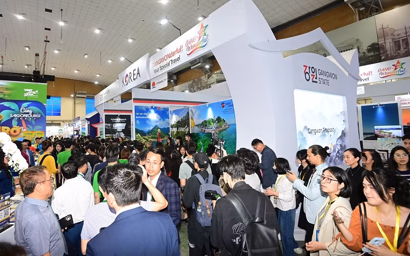 Gian hàng của tỉnh Gangwon tại VITM Hà Nội 2024.