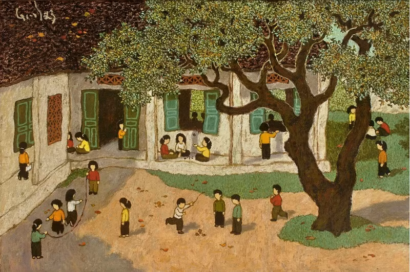 Tác phẩm "Một mảnh sân trường" của tác giả Nguyễn Lê Anh. (Ảnh: Ban tổ chức)