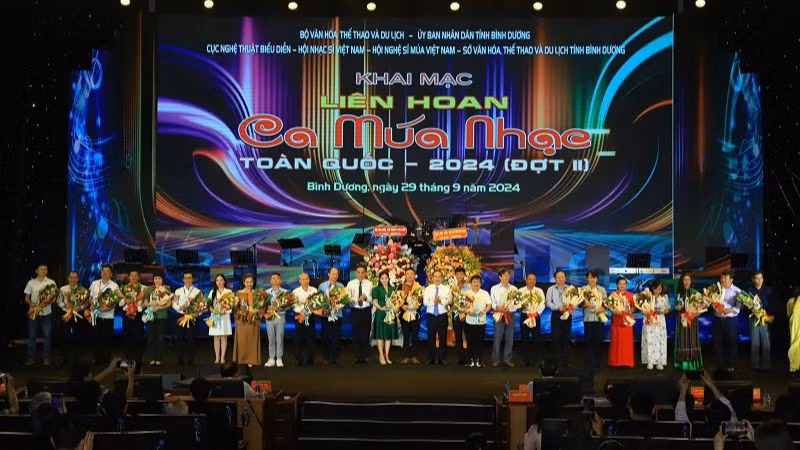 Đợt 2 của Liên hoan Ca múa nhạc toàn quốc năm 2024 quy tụ gần 1.500 nghệ sĩ, diễn viên, kỹ thuật viên của 24 đơn vị nghệ thuật ca múa nhạc trên cả nước tham gia. (Ảnh: Ban tổ chức)