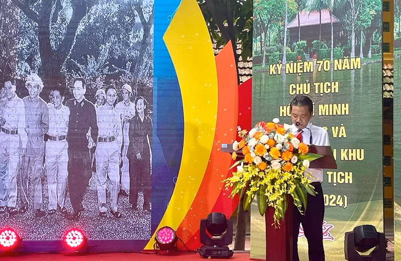 Thứ trưởng Văn hóa, Thể thao và Du lịch Hoàng Đạo Cương phát biểu tại lễ kỷ niệm. (Ảnh: TRANG ANH)