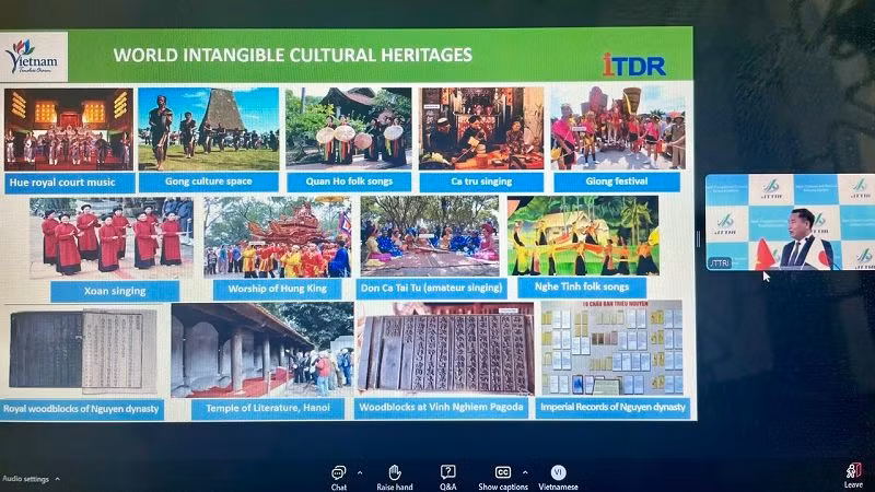 Hội thảo được tổ chức theo hình thức trực tiếp và trực tuyến. (Ảnh chụp màn hình)