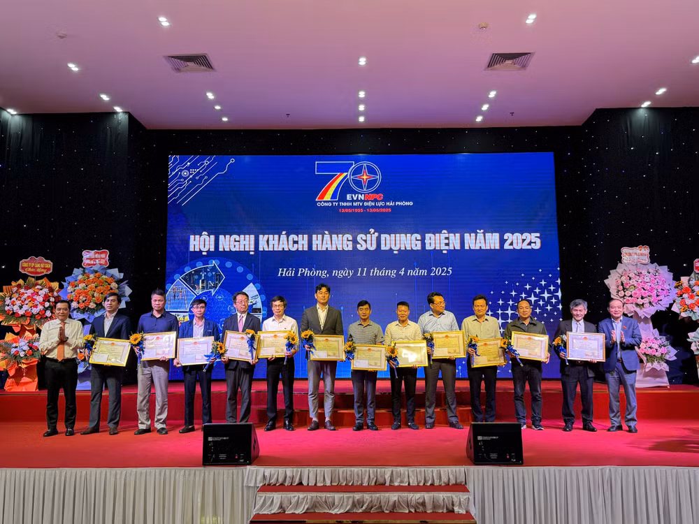 Khen thưởng khách hàng tiêu biểu trong điều chỉnh phụ tải và sử dụng điện tiết kiệm.