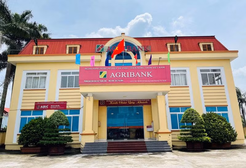 Phòng giao dịch Agribank Thăng Long, xã Thăng Long, huyện Đông Hưng (tỉnh Thái Bình), nơi đối tượng Kiên xông vào cướp ngân hàng.