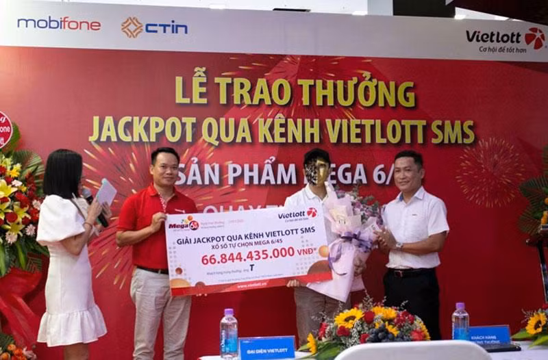 Thuê bao Mobifone đến từ Bình Định trúng Jackpot hơn 66,8 tỷ đồng qua Vietlott SMS 