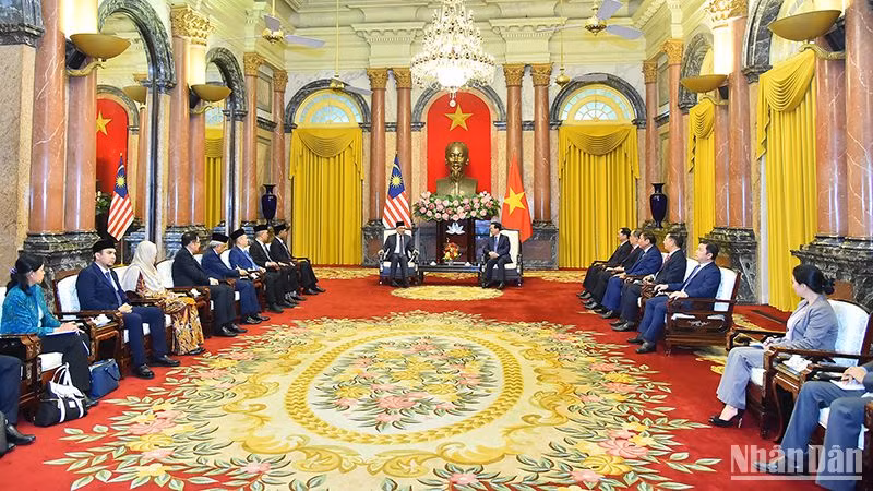 Quang cảnh buổi tiếp tại Phủ Chủ tịch chiều 21/7.