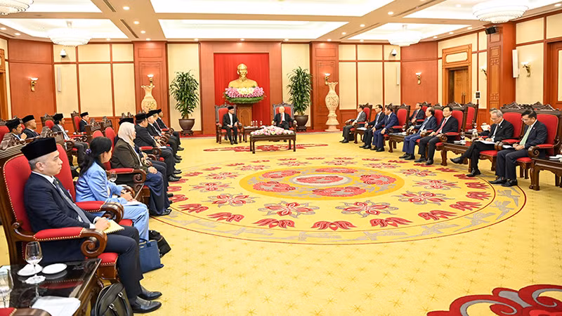 Quang cảnh buổi tiếp. (Ảnh: Duy Linh)