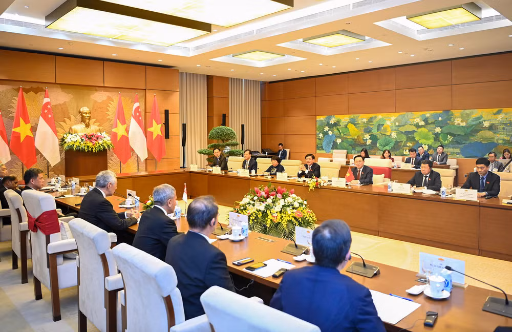 Quang cảnh buổi hội kiến tại Nhà Quốc hội. (Ảnh: Duy Linh)