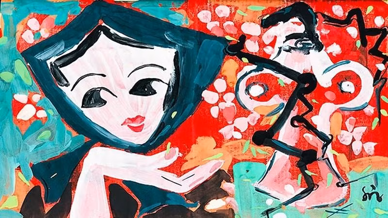 Tranh Hồ Xuân Hương của Nguyễn Tuấn Sơn.