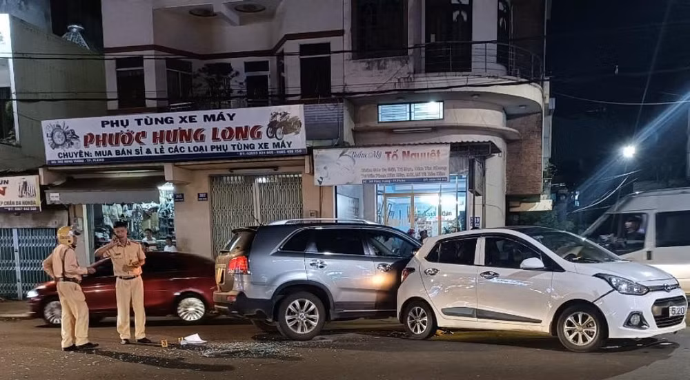 Hiện trường vụ va chạm giao thông.