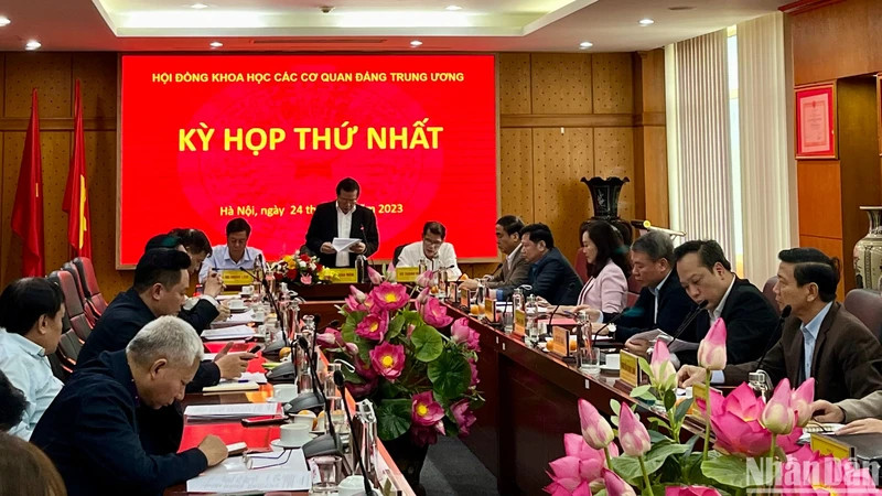 Quang cảnh kỳ họp thứ nhất của Hội đồng Khoa học các cơ quan Đảng Trung ương nhiệm kỳ 2021-2026. (Ảnh Hải Đăng).