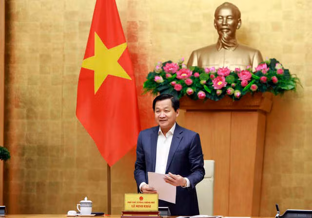 Phó Thủ tướng Lê Minh Khái phát biểu.