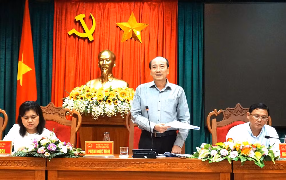 Chủ tịch Ủy ban nhân dân tỉnh Đắk Lắk Phạm Ngọc Nghị phát biểu tại hội nghị công bố Quyết định phê duyệt Đề án tổ chức Lễ hội Cà-phê Buôn Ma Thuột lần thứ 8 năm 2023. Ảnh: Báo Đắk Lắk.