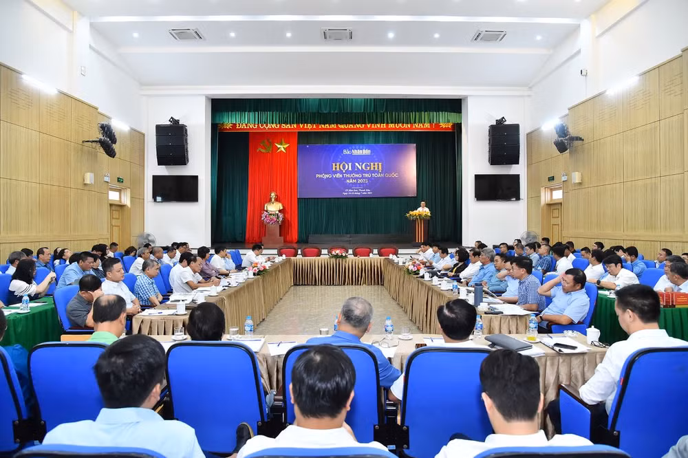 Quang cảnh Hội nghị phóng viên thường trú toàn quốc Báo Nhân Dân năm 2023.