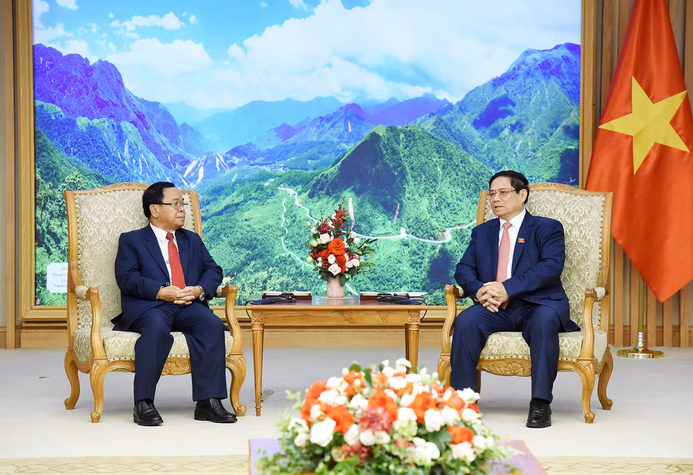 Thủ tướng Phạm Minh Chính tiếp Tổng Thanh tra Nhà nước Lào Khamphan Phommathat.