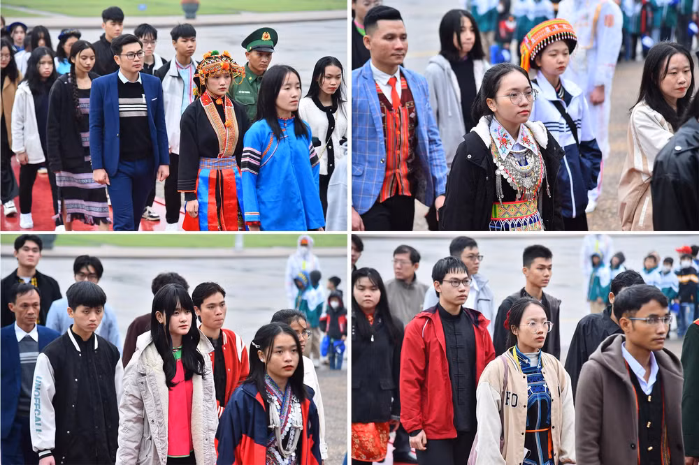 Được báo công và thăm lăng Bác là niềm vinh dự, tự hào của các em học sinh, sinh viên, thanh niên dân tộc thiểu số.