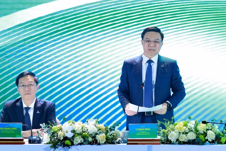 Chủ tịch Tập đoàn Dầu khí quốc gia Việt Nam Lê Mạnh Hùng phát biểu.