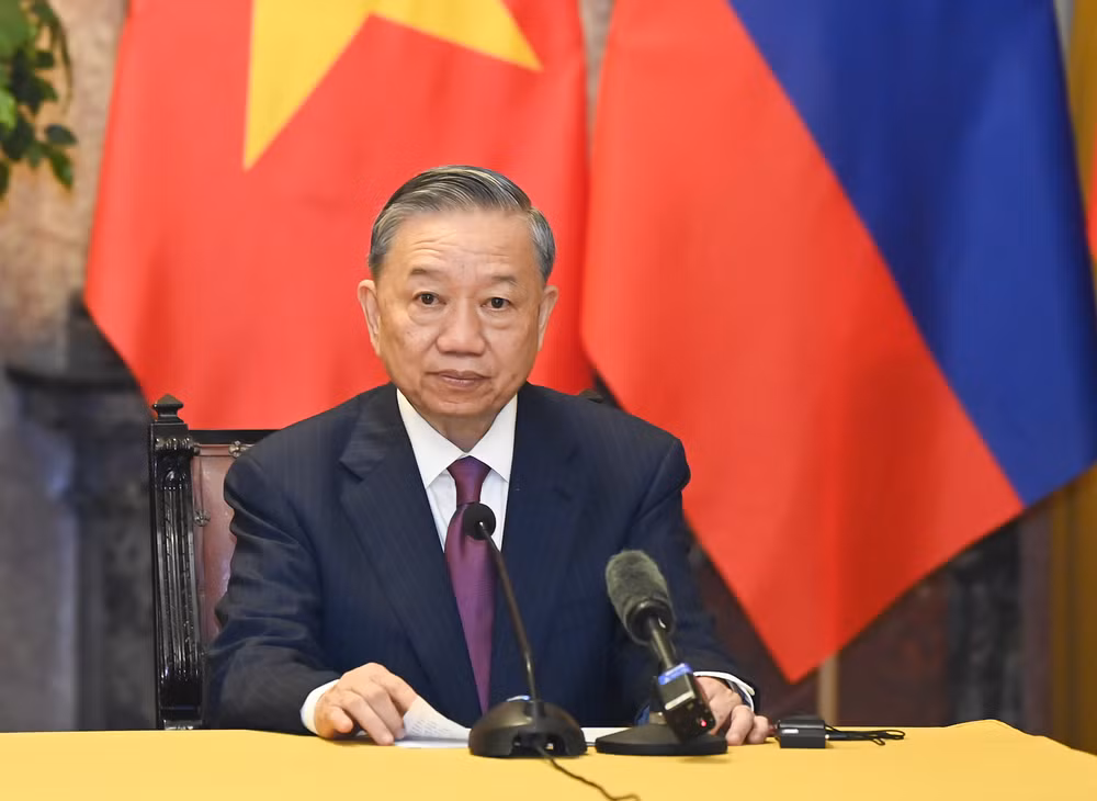 Chủ tịch nước Tô Lâm phát biểu tại buổi họp báo chung với các cơ quan thông tấn, báo chí trong và ngoài nước.