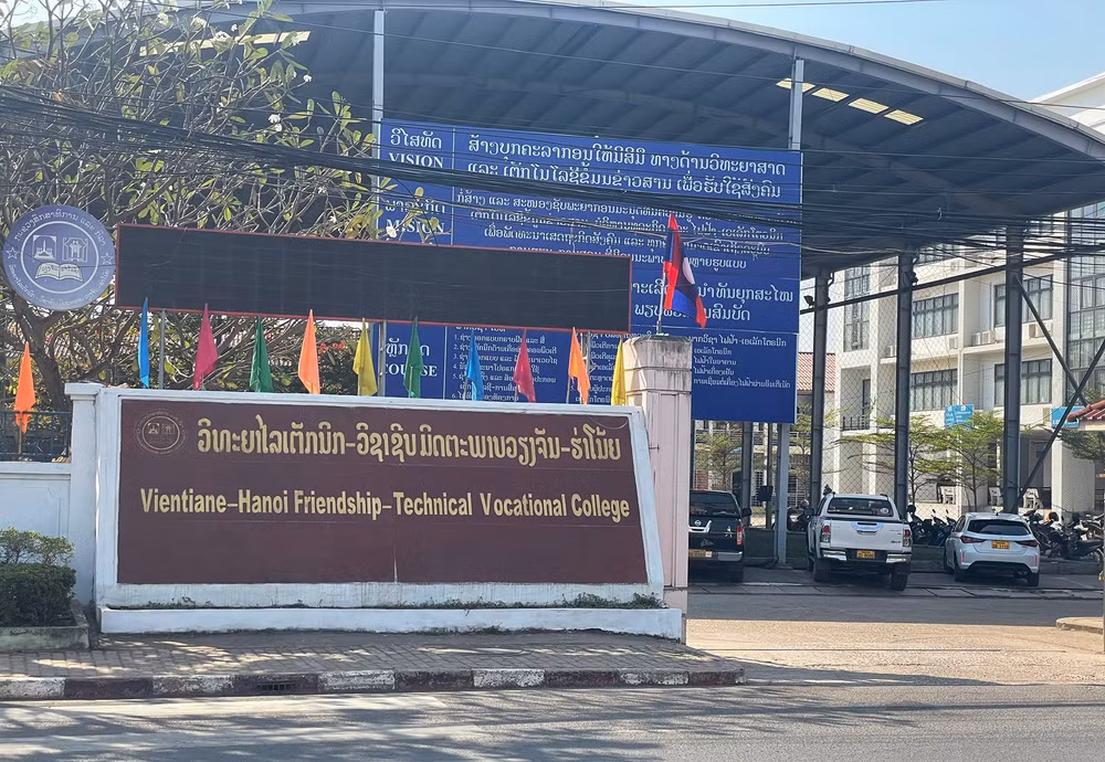 Trường Cao đẳng kỹ thuật nghề hữu nghị Vientiane-Hà Nội, một trong những cơ sở đào tạo nghề tại thủ đô Vientiane, Lào. Ảnh: Hải Tiến.