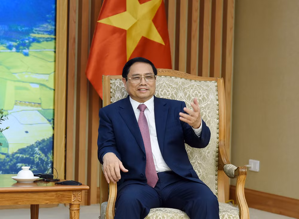 Thủ tướng Phạm Minh Chính phát biểu tại buổi tiếp Chủ tịch Ủy ban Thuế vụ Hạ viện Hoa Kỳ Jason Smith.