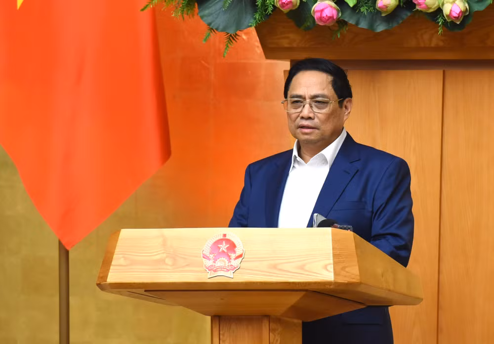 Thủ tướng Phạm Minh Chính phát biểu tại phiên họp Chính phủ thường kỳ tháng 8 năm 2023.
