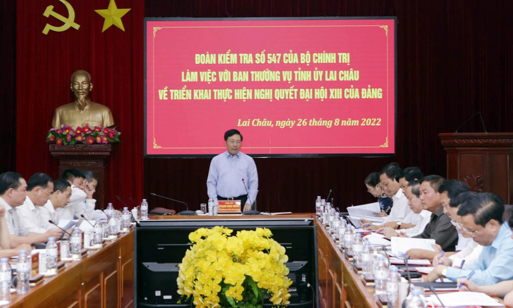 Đoàn công tác của Bộ Chính trị làm việc với Ban Thường vụ Tỉnh ủy Lai Châu.